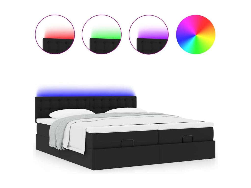 Cadre de lit PINPAI avec matelas noir 160x200 cm similicuir EDRJ79918