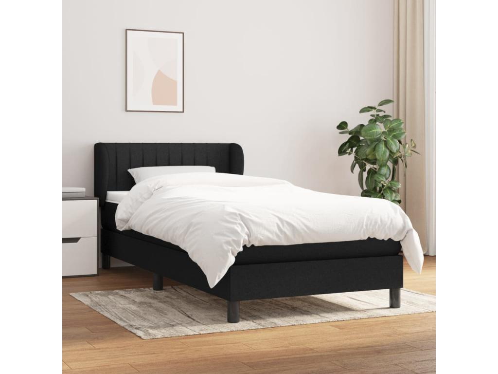 Lit à sommier tapissier et matelas Noir 80x200 cm Tissu AMGB36819