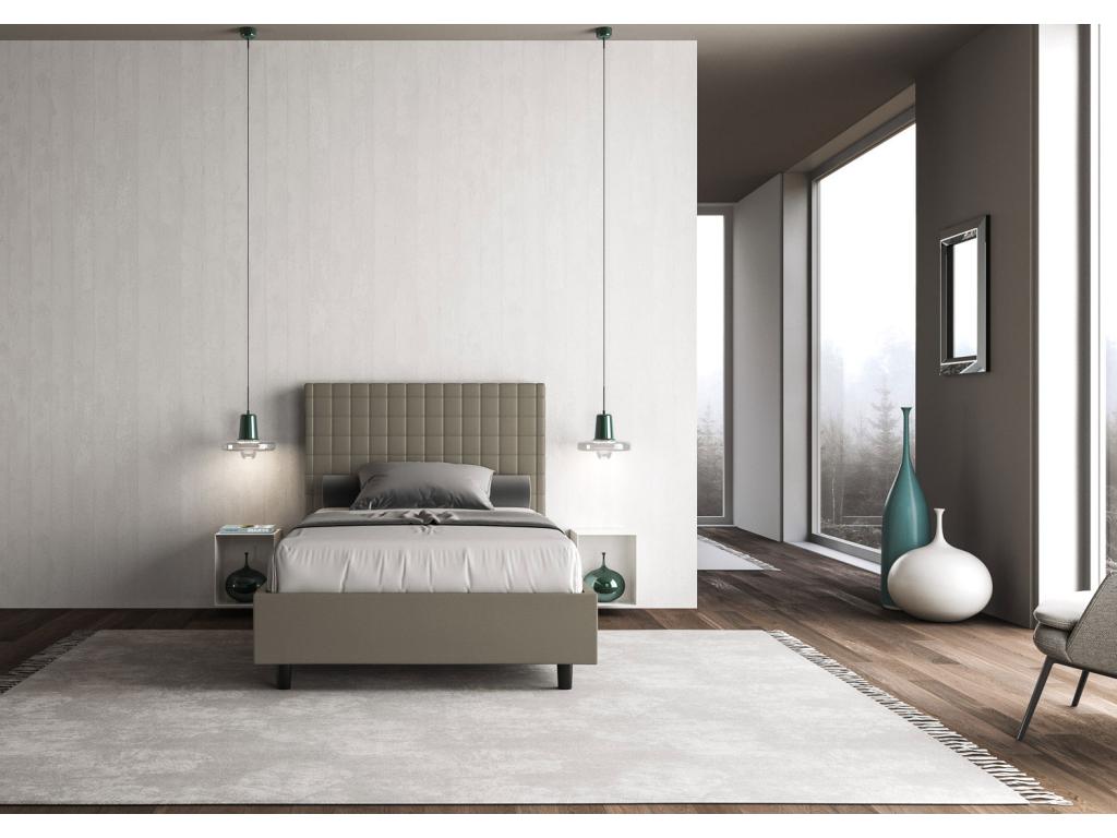 Lit 1 place et demi coffre rembourré 120x200 similicuir cappuccino Sunny ACHR53863