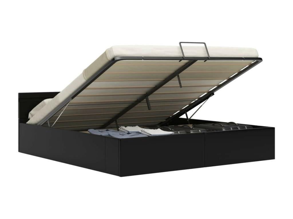 Lit à rangement avec LED Noir Similicuir 180x200 TBST01512