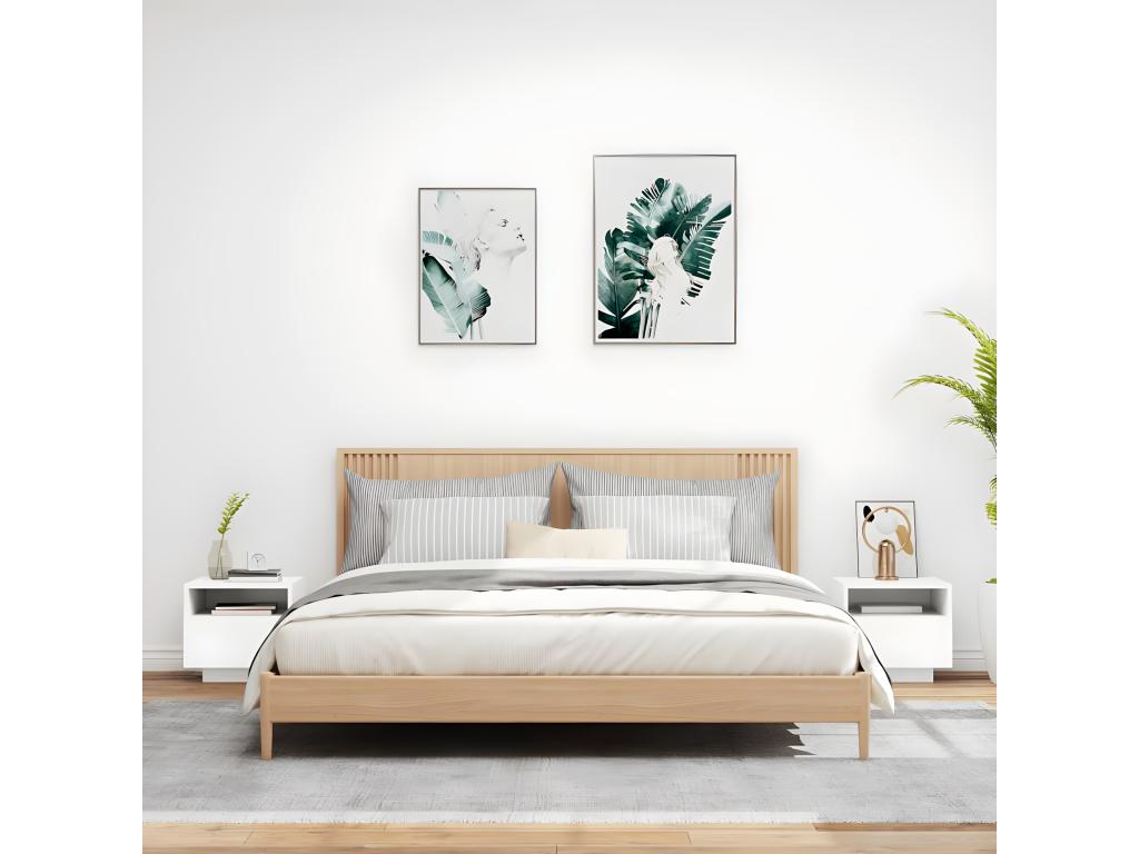 Armoires de chevet avec Luxameubères LED 2 pièces blanc 40x39x37 cm NSEU47249