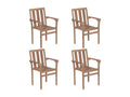 Chaises de jardin empilables avec coussins lot de 4 Teck solide YQLE80288