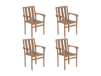 Chaises de jardin empilables avec coussins lot de 4 Teck solide YQLE80288
