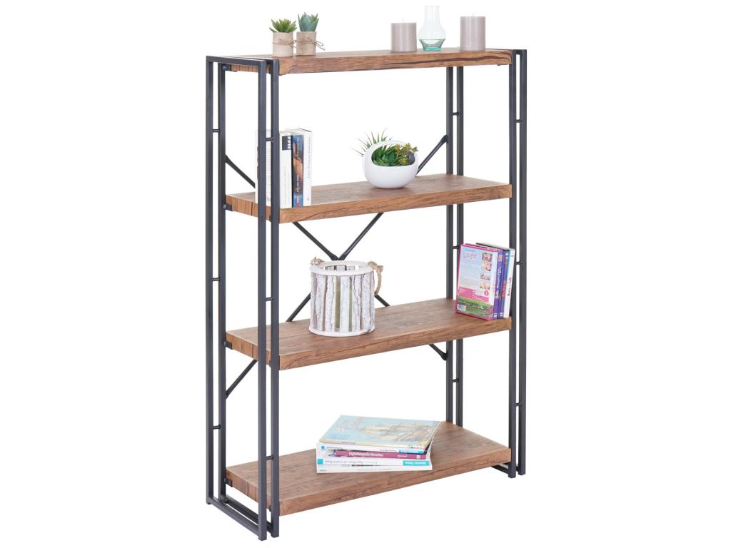 Bibliothèque Mobenze étagère indépendante 121x80cm structure 3D 4 niveaux design chêne sauvage XTYD79493