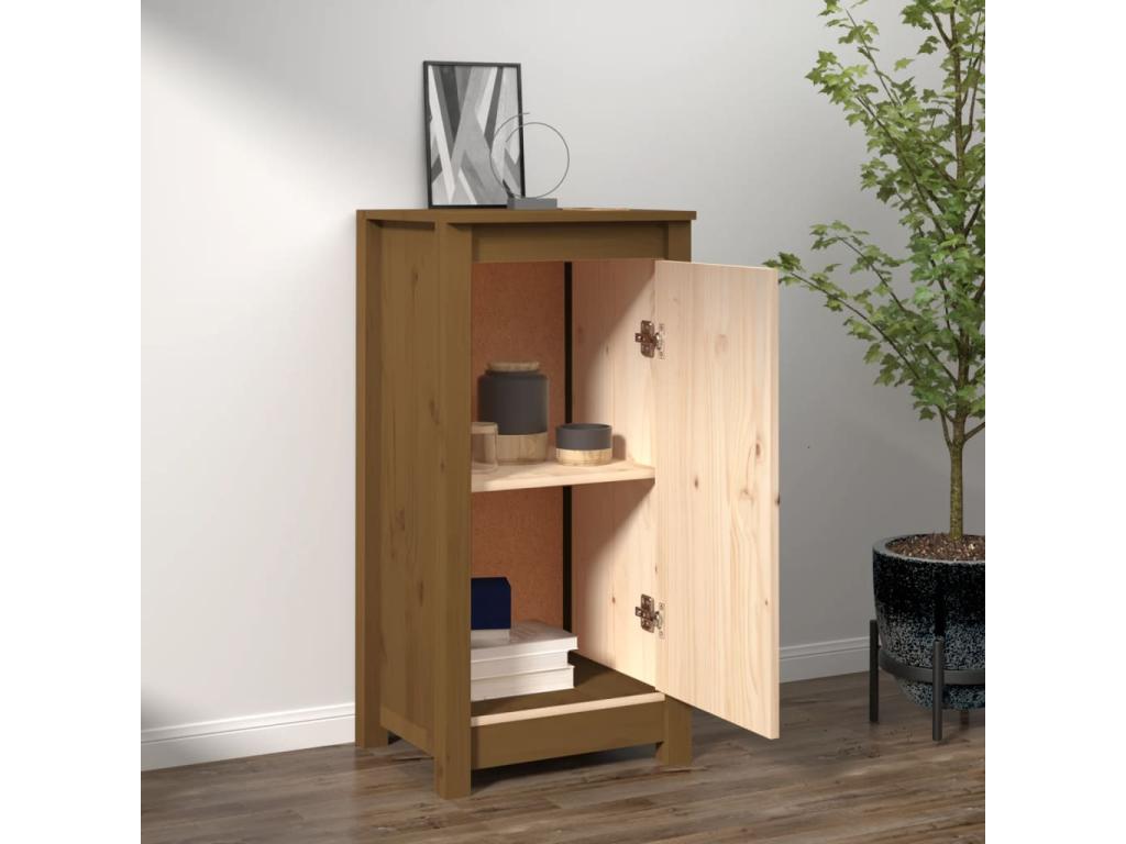 Buffet Marron miel 40x35x80 cm Mobenze massif de pin HTKA10289