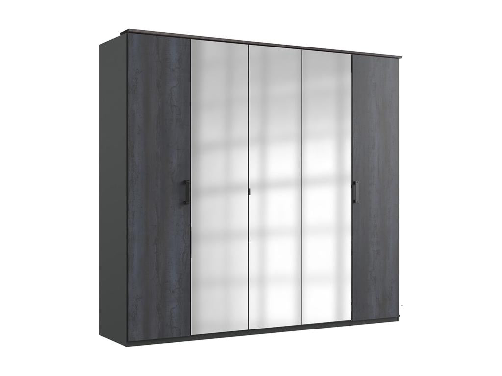 Chambre à coucher complète adulte lit 160x200 cm 2 chevets armoire coloris gris foncé NCOK70034