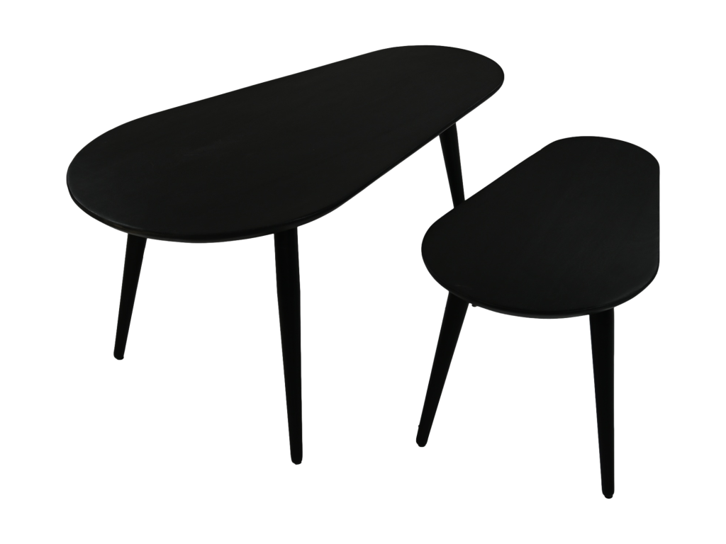 Ensemble de 2 tables d´appoint ovales Zurich MLK Boislis-noir 95x52x46 65x38x38 ZIEL01760