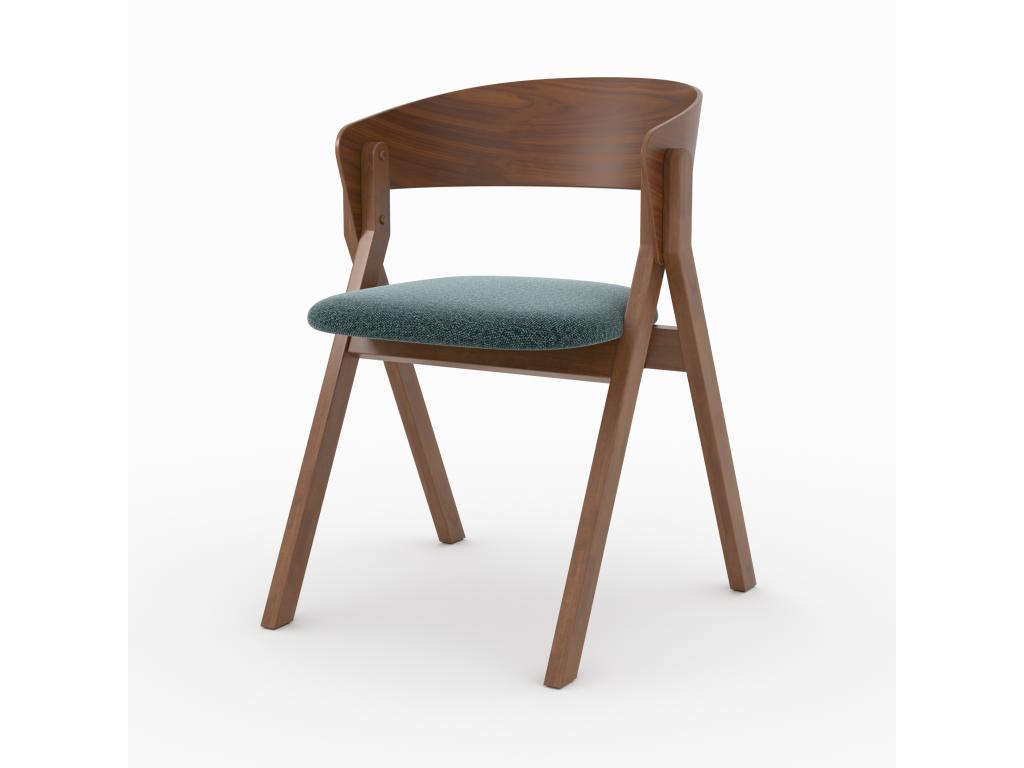 Chaise en Mobenze d'hévéa et tissu vert chiné - Mobenze YMEF43311