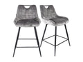 Lot 2 tabourets de bar en Mobenze gris clair pied métal noir - Mobenze RPQP49967