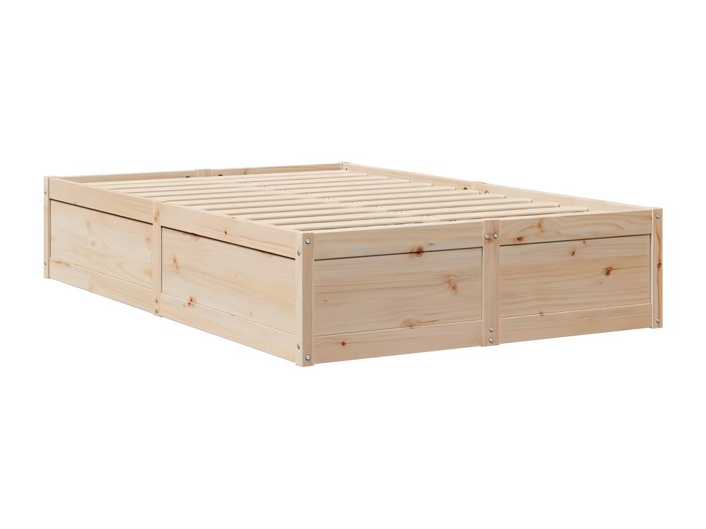 Lit avec matelas 140x190 cm bois massif de pin LBRH12086