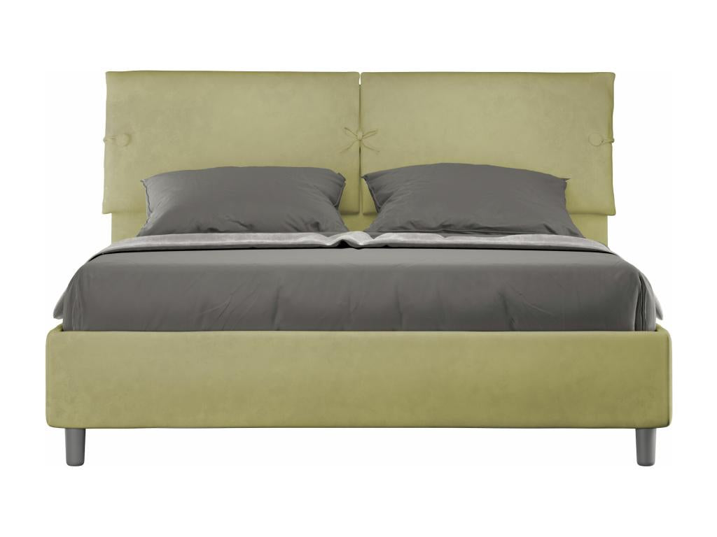 Lit coffre surélevé double capitonné 160x210 microfibre thé vert Mobenze OVDX73680