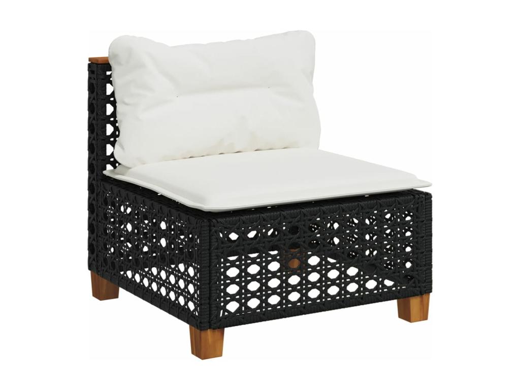 Salon de jardin 6 pcs avec coussins noir résine tressée RZUI55879