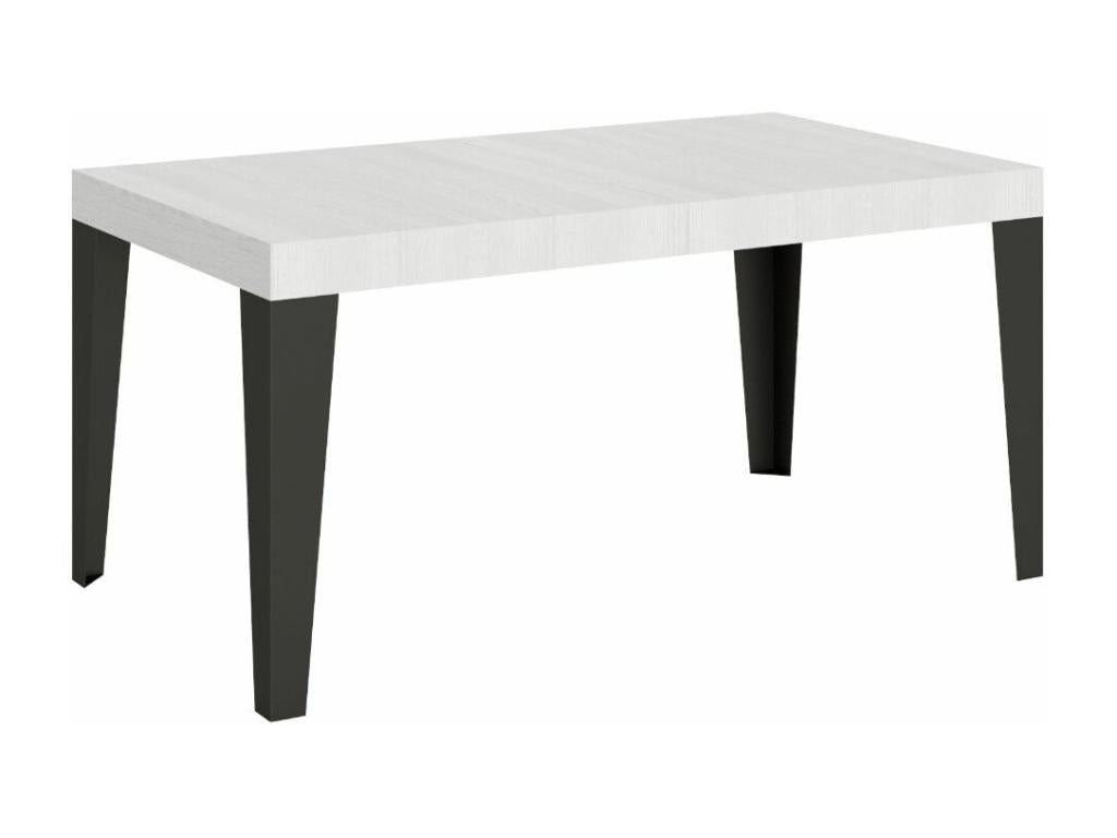Table à manger extensible Boislis-Couleur Blanc-Support 4 pieds-2 rallonges épaisses-Largeur extensible 160 à 264cm SHND58823