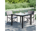Table de jardin 90x90x75 cm Verre trempé et résine tressée Noir IRLM86832
