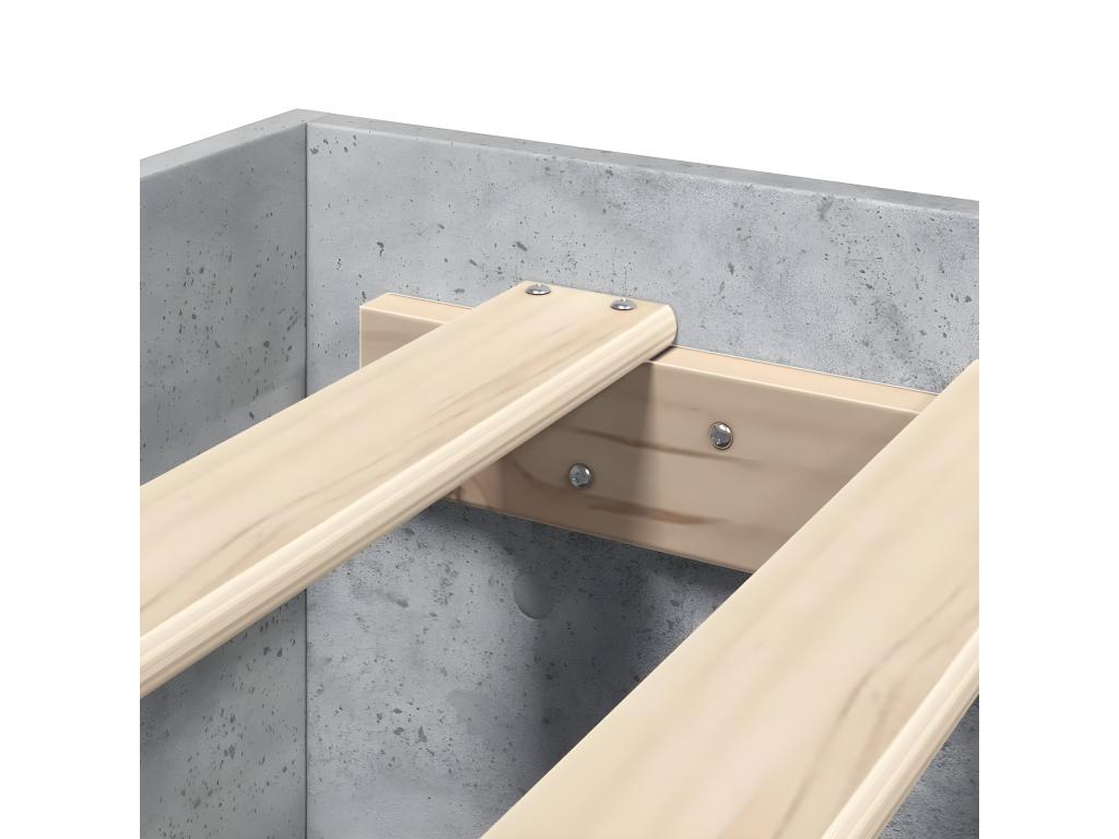 Cadre de lit avec tête de lit gris béton 140x190 cm JIWL52092