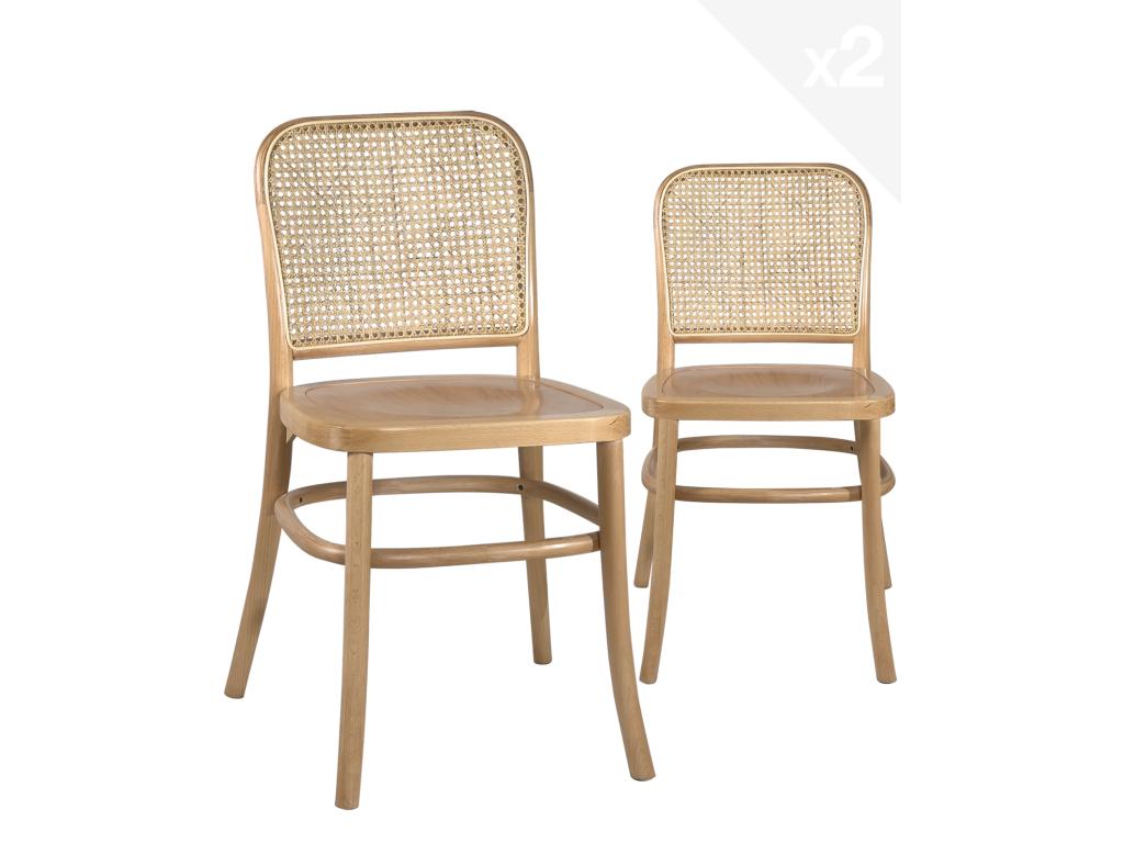 Lot 2 chaises vintage style classique romantique Mobenze clair rotin naturel Mobenze UDSN97344