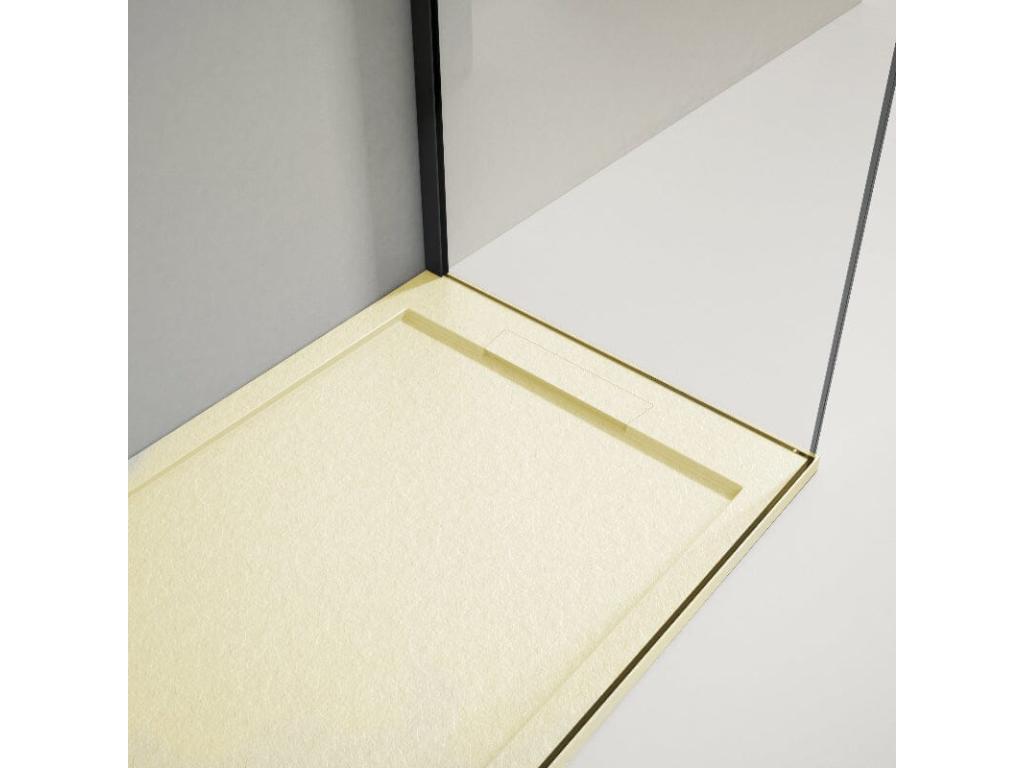 Receveur de douche 70x110cm extra plat Mobenze en résine surface ardoisée beige PZTD78979