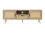 Commode TV 140 cm armoire de téléMobenze en rotin effet chêne pieds Mobenze massif UUSO10390