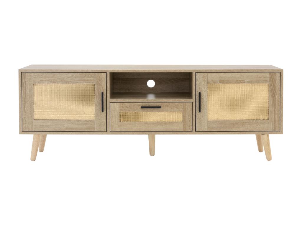Commode TV 140 cm armoire de téléMobenze en rotin effet chêne pieds Mobenze massif UUSO10390