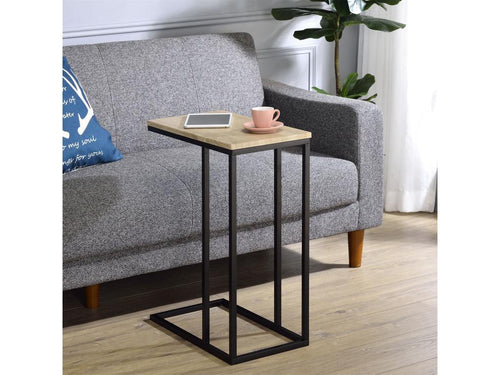 Bout de canapé Boislis table d'appoint table à café table basse de salon cadre en métal noir et plateau en MDF décor chêne Boislis FRJN28587