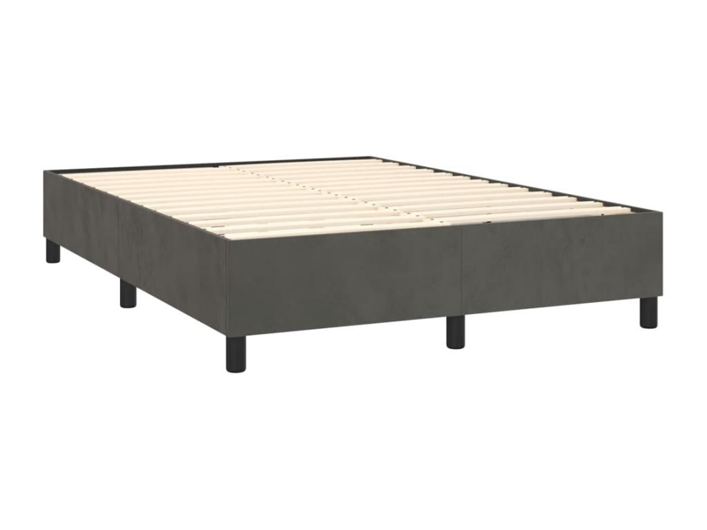 Lit à sommier tapissier et matelas Gris foncé 140x200cm Velours YOOF66682