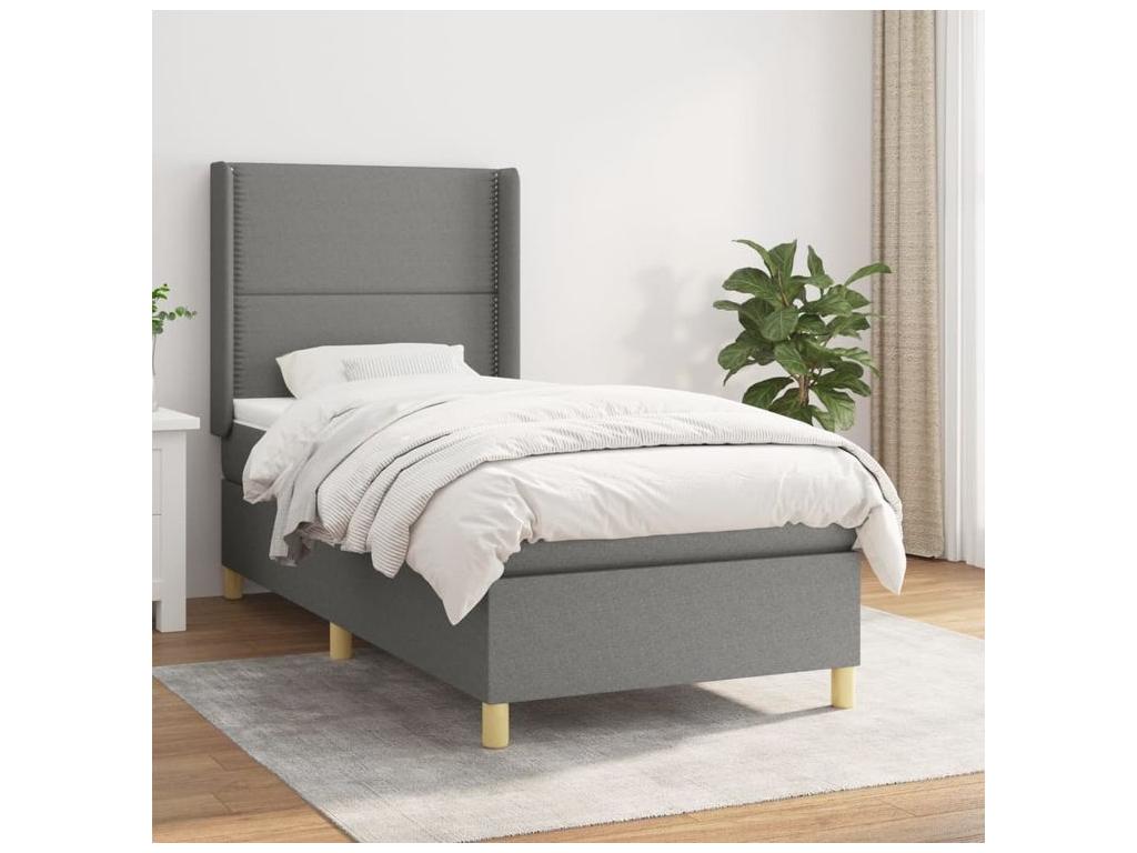 Sommier à Boislis de lit avec matelas Gris foncé 80x200 Tissu PHLB92099