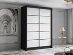 Armoire Boislis 188 Noir - Blanc 200x120x58cm Portes d'armoire Glissement EBLO60956