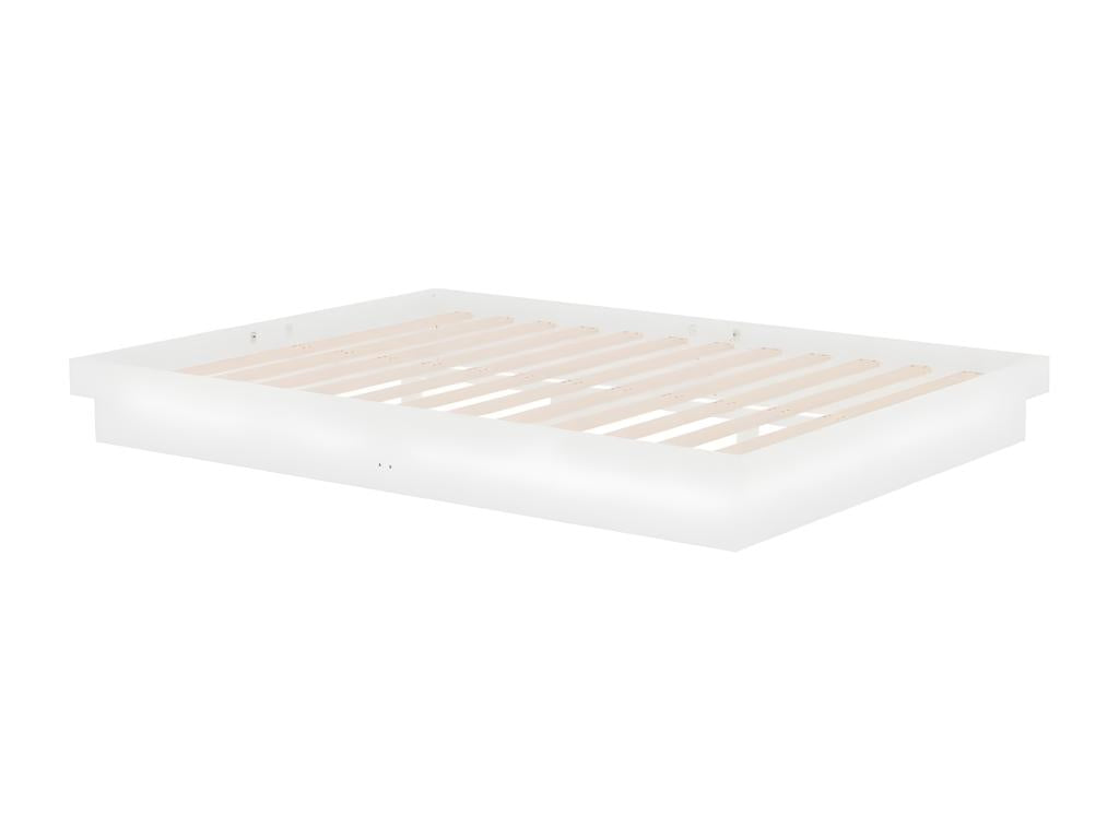 Cadre de lit sans matelas blanc bois massif 140x190 cm JECN02768