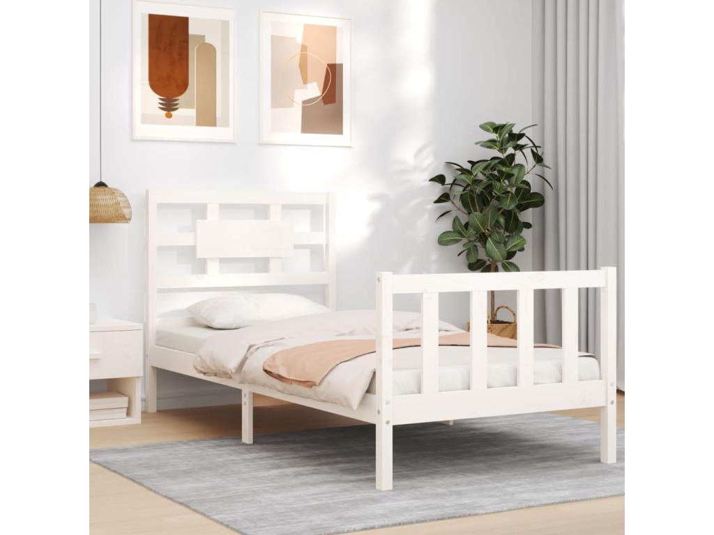 Cadre de lit sans matelas blanc bois de pin massif NMEK71879