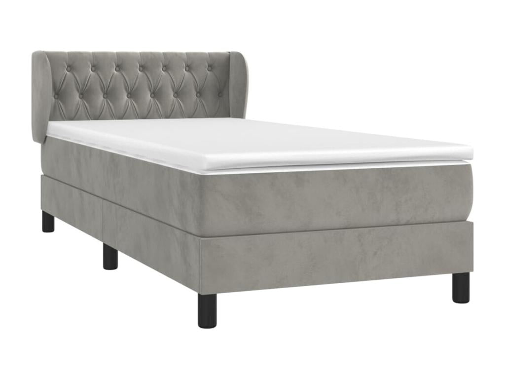 Lit à sommier tapissier et matelas Gris clair 100x200cm Mobenze UCBE49833