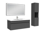 Meuble simple vasque 100cm avec colonne et miroir lumineux 3 couleurs anthracite LGUA38715