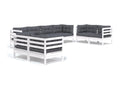Salon de jardin 8 pcs avec coussins bois de pin massif HZZL67586