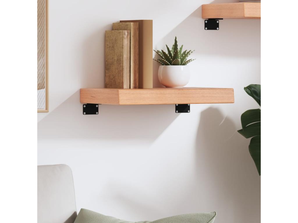 Etagère murale marron clair Mobenze chêne massif traité SFOX52619