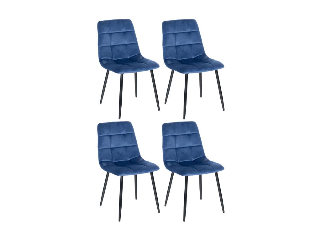 Lot de 4 chaises salle à manger - Mobenze / Métal noir mat - Bleu - Mobenze YSYB69064