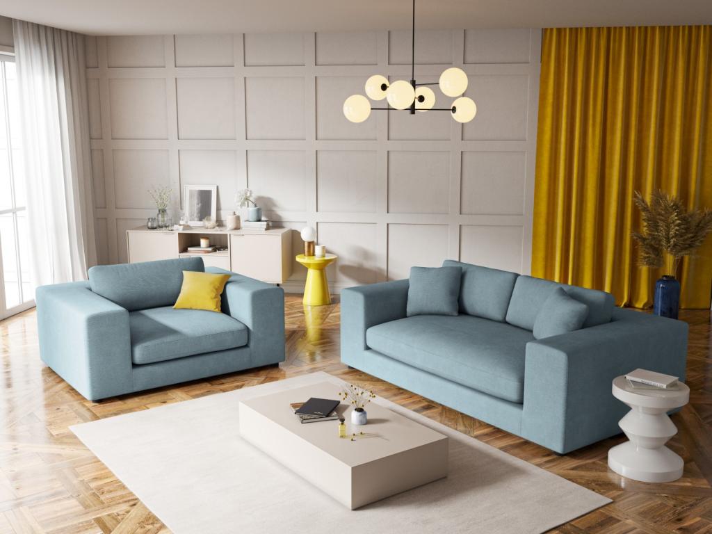 Mobenze - Canapé Mobenze 1.5 place en Mobenze tricoté bleu clair - 156x122x72cm JIAB34297