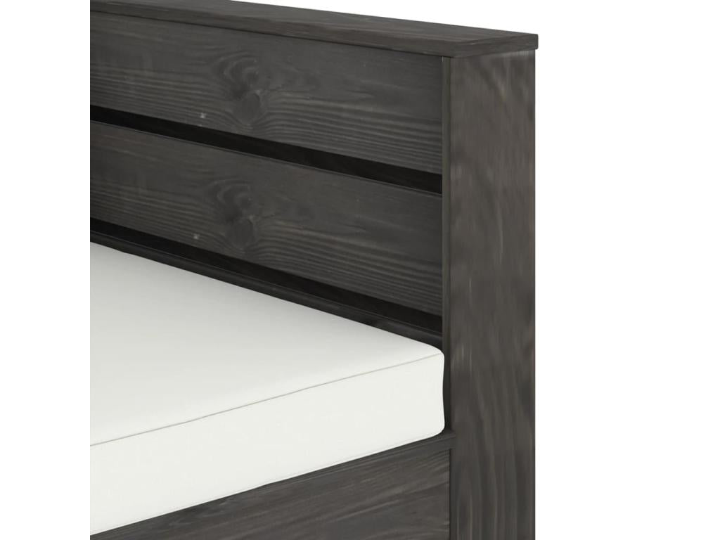 Salon de jardin 2 pièces avec coussins Bois imprégné de gris HGCM86759