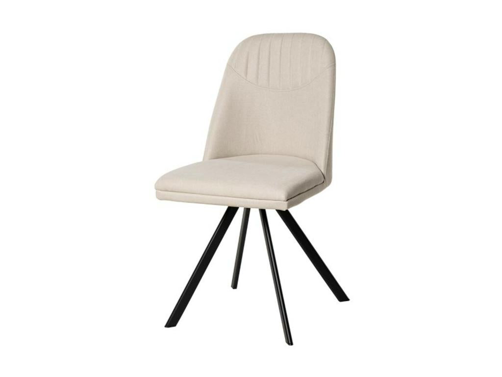Chaise pivotante Boislis à 180º en tissu avec pieds en métal noir – Design contemporain-Couleur Beige clair IQMI76023