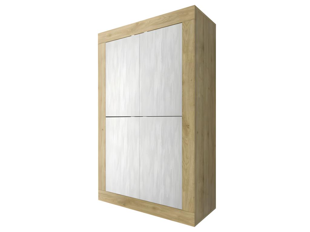Vaisselier 4 portes Chêne naturel/Blanc neige - Mobenze JGCY68683