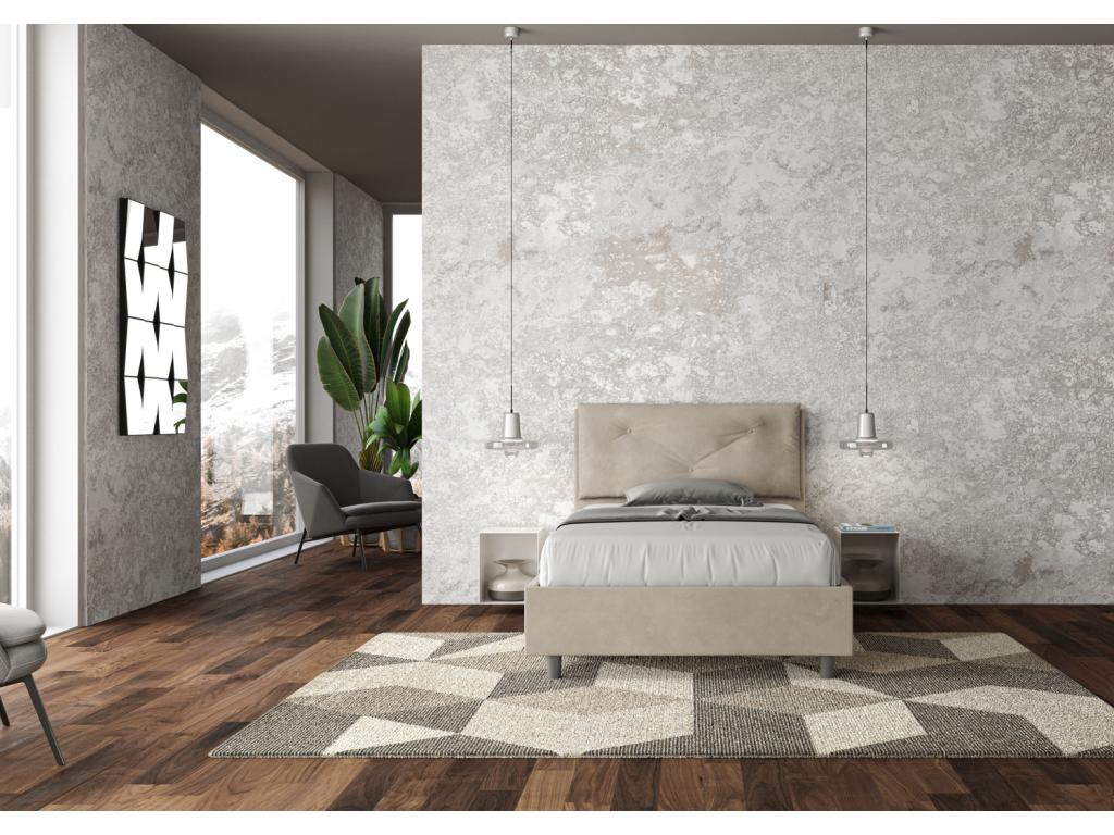 Lit 1 place et demi coffre rembourré 120x190 microfibre sable Mobenze Large BQJE81309