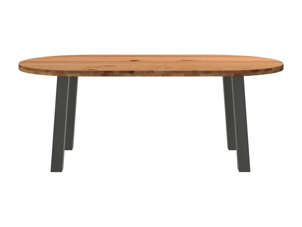 Table à manger marron clair bois de chêne massif ovale SYBX31505