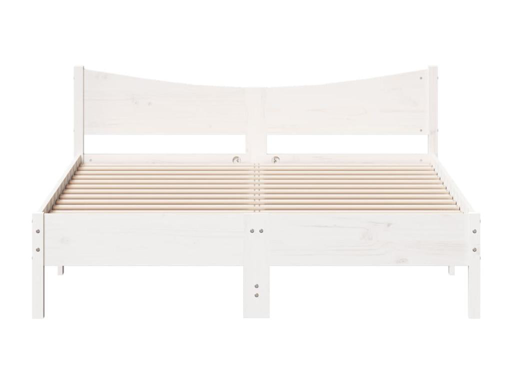 Cadre de lit sans matelas blanc 160x200 cm bois de pin massif LWFZ53016
