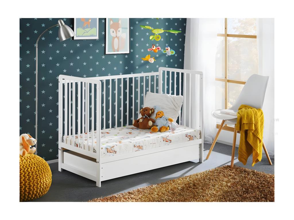 Lit Bébé Matelas / Tiroir de Lit Mobenze 60x120cm Blanc LDPW92028