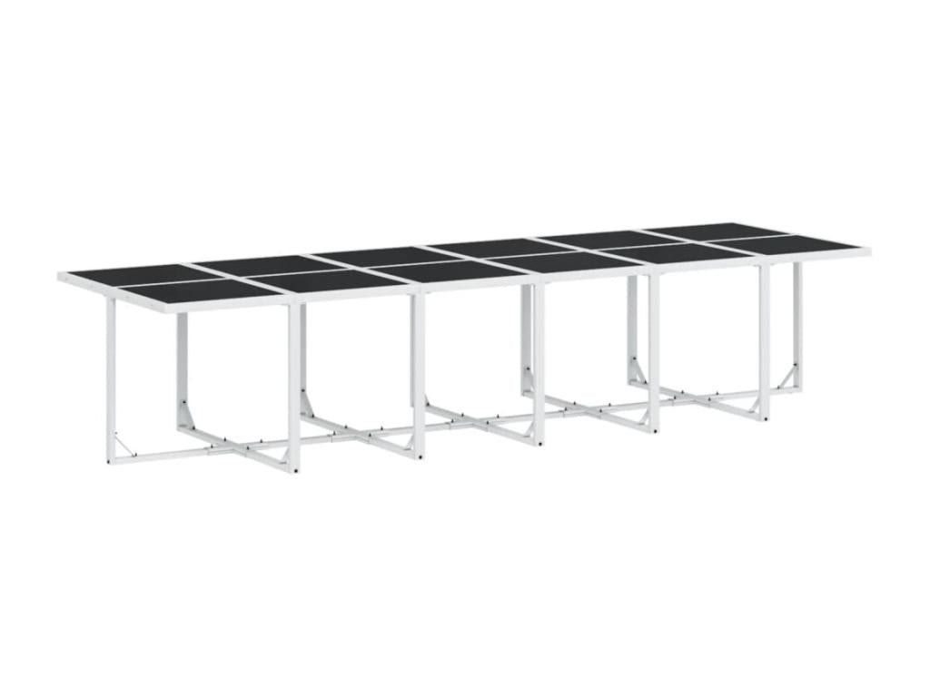 Ensemble à manger de jardin avec coussins 13 pièces blanc textile ZXHX98620