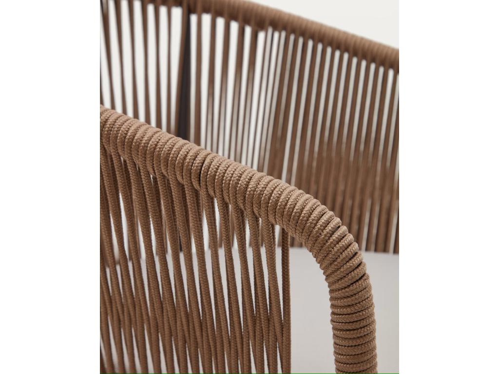 Lot de 4 chaises en corde beige et pieds en acier renforcé noir - L- 56 x P- 55 x H- 79 cm RRCH21296