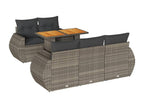 Salon de jardin 6 pièces avec coussins gris résine tressée YJCV14015