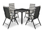 Mobilier à dîner d'extérieur 5 pièces avec coussins Aluminium Noir CZDM66814