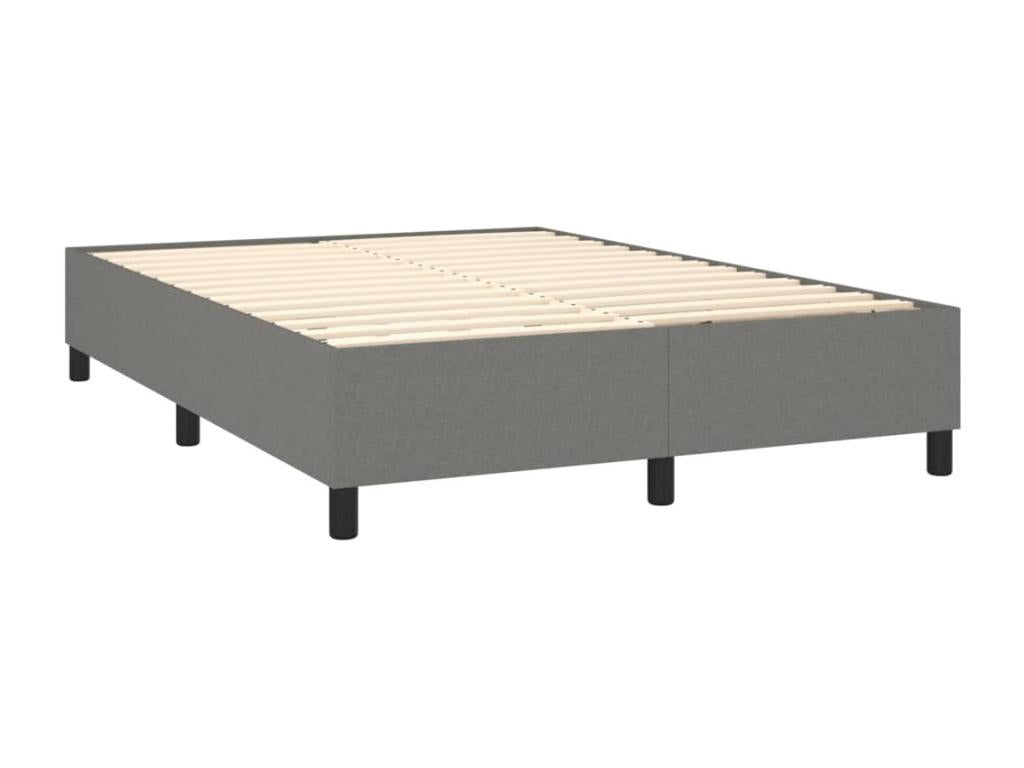 Sommier tapissier et matelas et LED Gris foncé 140x190 cm Tissu VOBS64917