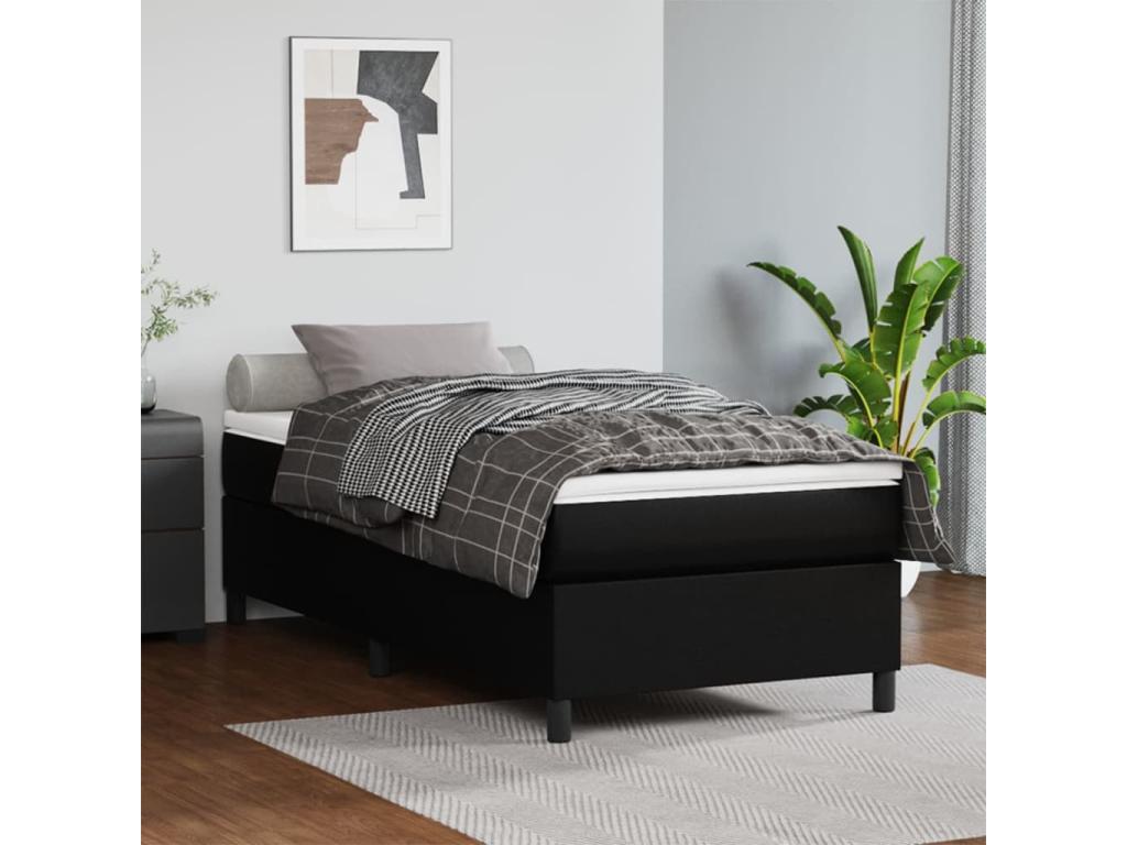 Sommier à Mobenze de lit avec matelas Noir 100x200 cm Similicuir EKEL90716