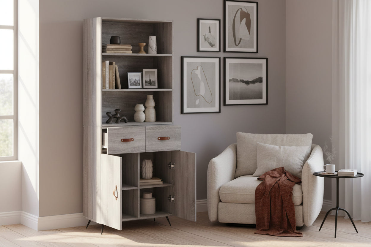 Buffet haut Mobenze gris 69,5x34x180 cm Mobenze d'ingénierie ALMG42430