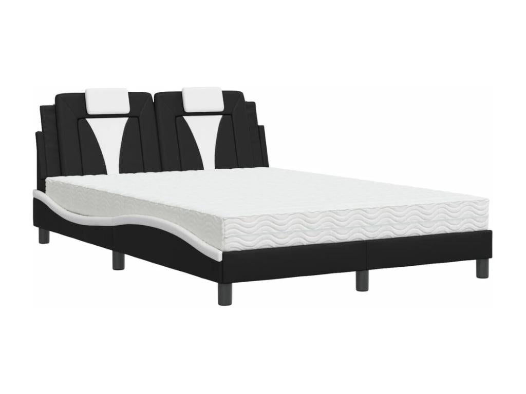 Lit avec matelas noir et blanc 140x200 cm similicuir BOGF13371